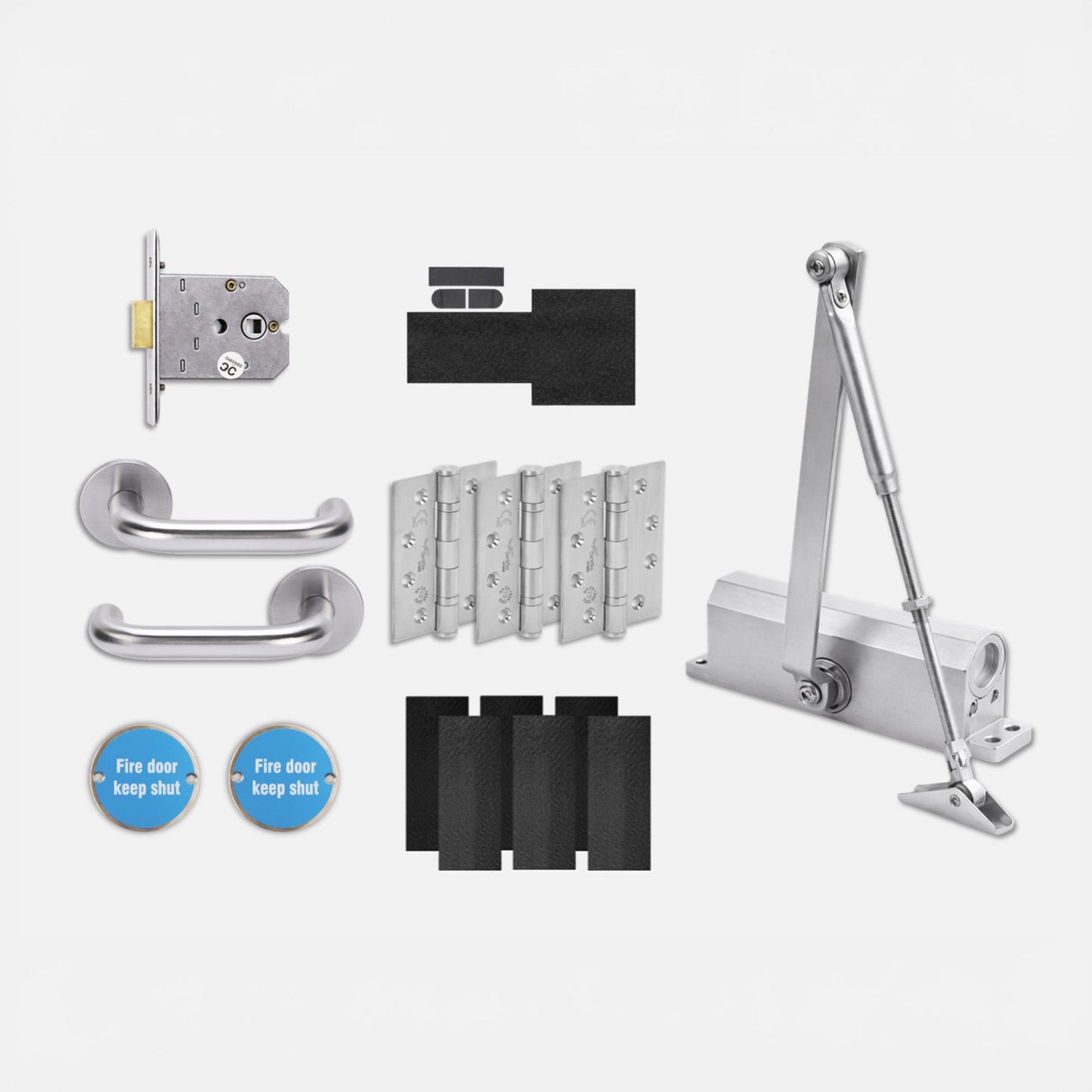 Core Commercial Fire Rated Office Lever Handle Set - Satin Stainless Steel