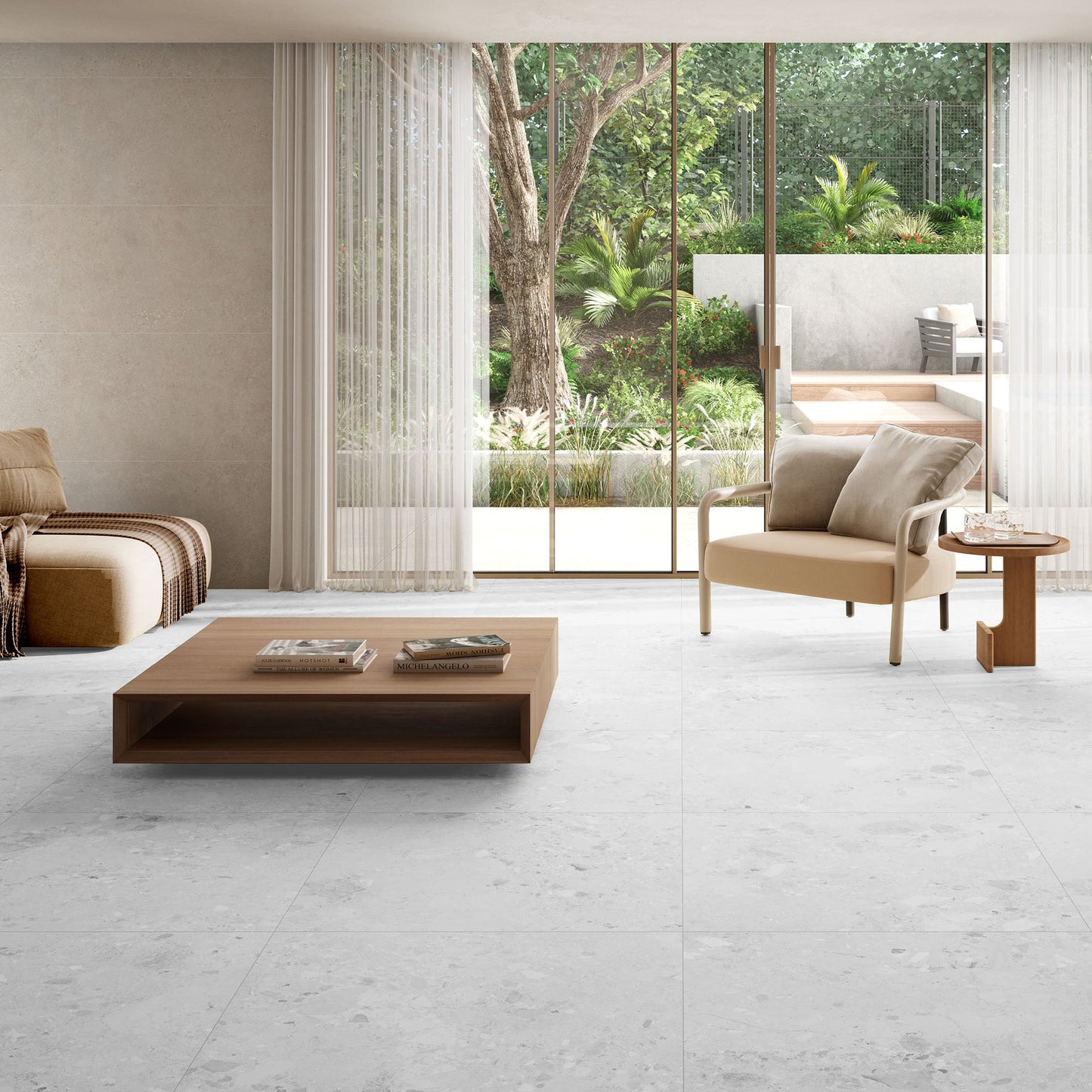 Terazzia White Matt - Smooth Porcelain Wall & Floor Tile Sample