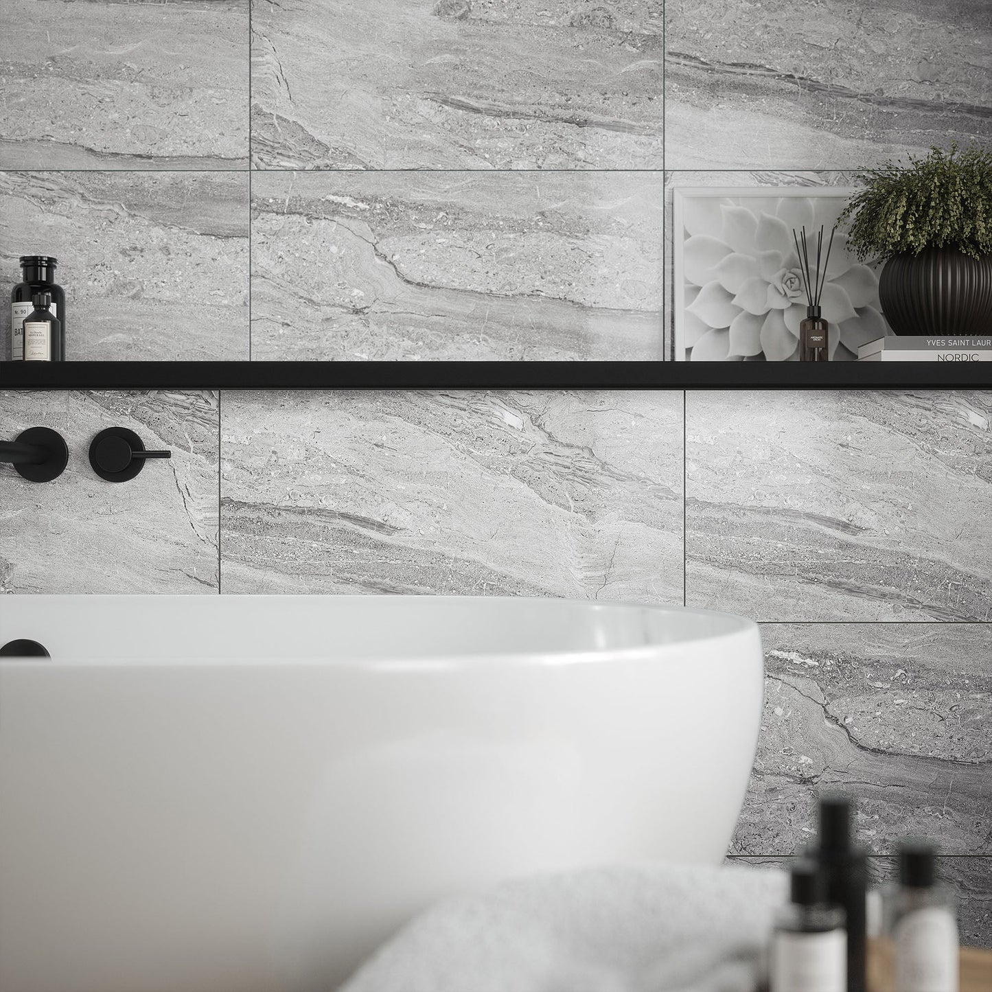 Grey Gloss - Arden Smooth Ceramic Wall Tile Sample
