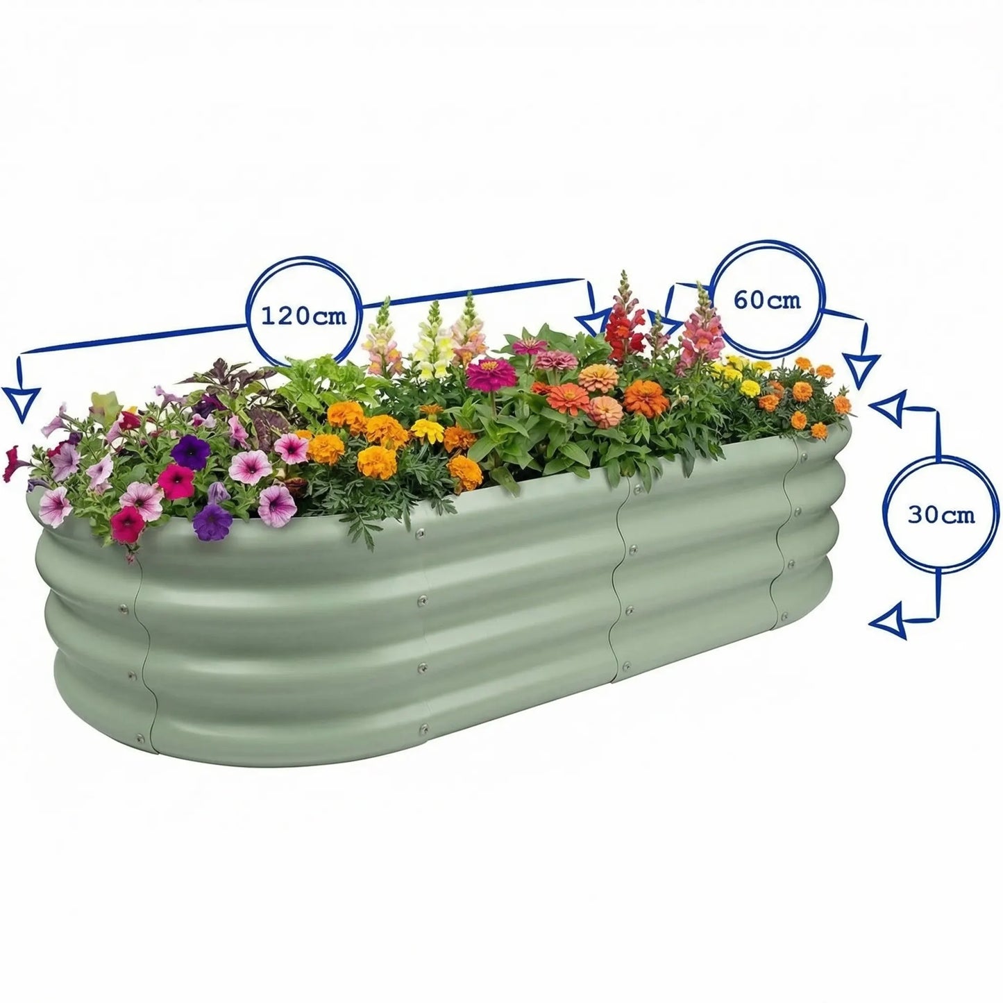 Galvanised Steel Circular Raised Garden Bed 120cm Heritage Green