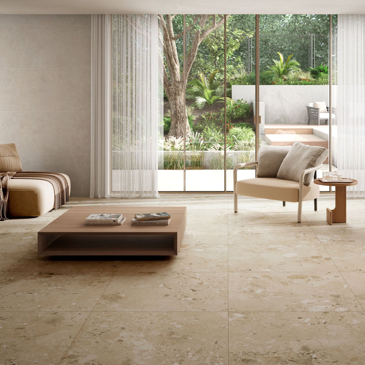 Beige Matt - Terazzia Smooth Porcelain Wall & Floor Tile Sample
