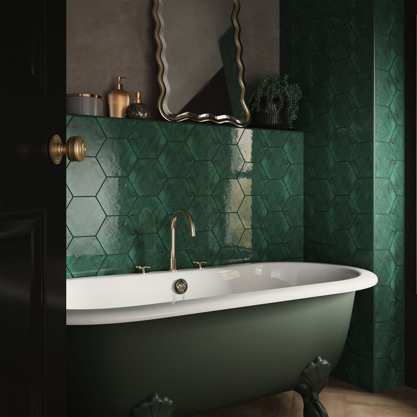 Green Gloss - Aura Smooth Hexagon Ceramic Wall Tile