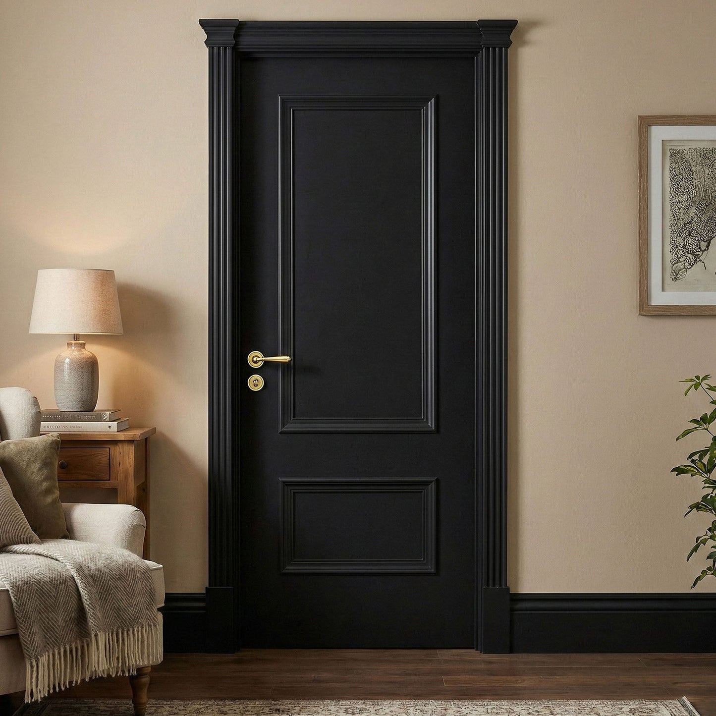 Jet Black Internal Fully Finished Mayfair 2 Panel Door