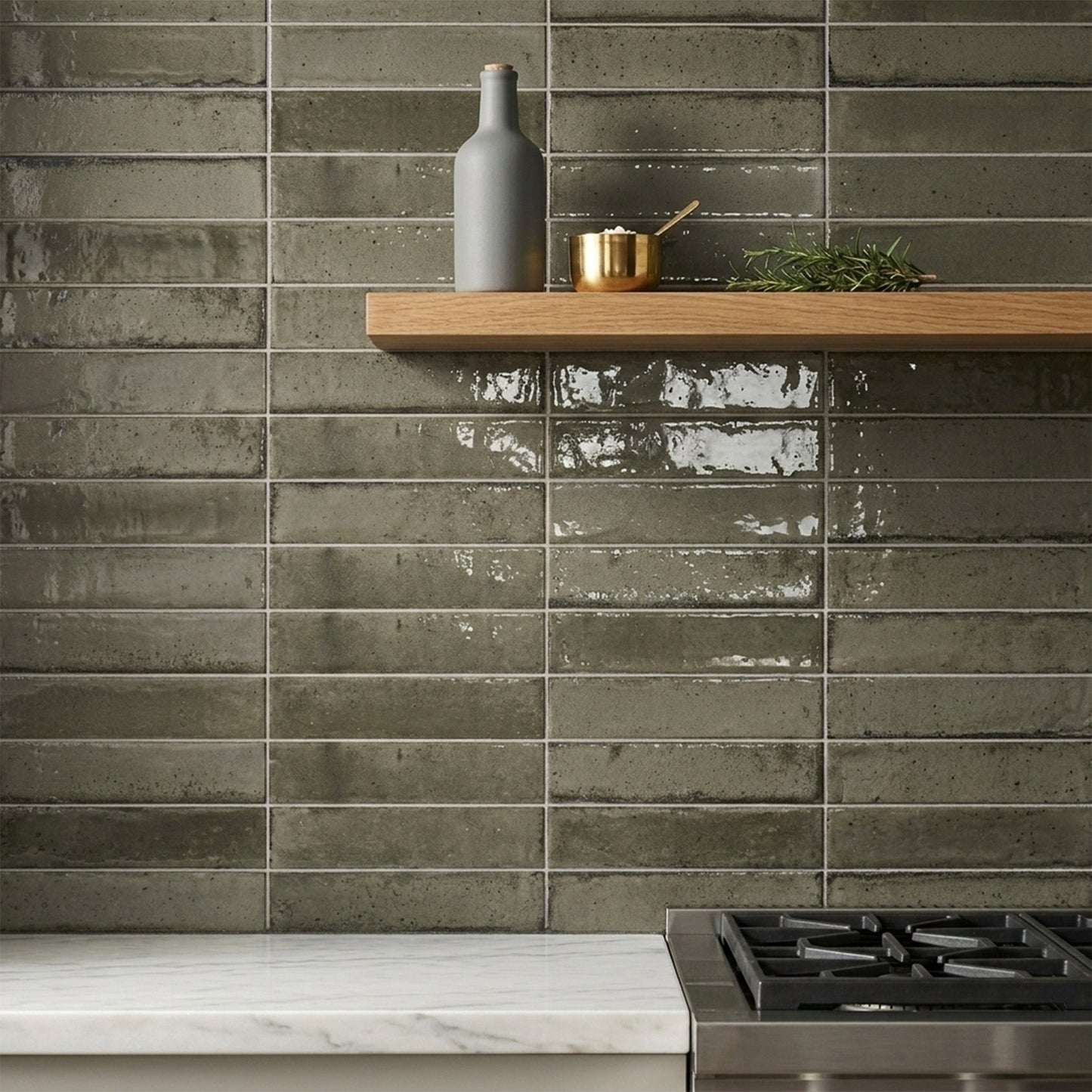 Ash Gloss - Aura Smooth Ceramic Wall Tile Sample