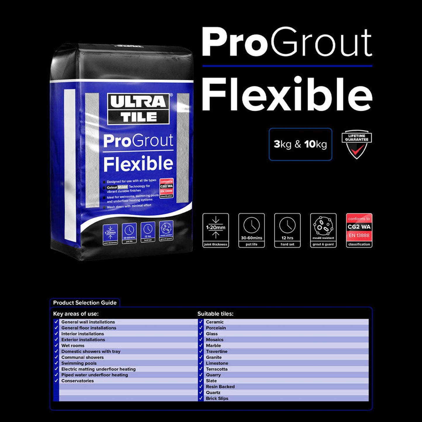 Brilliant White - Ultra ProGrout 3kg Flexible Wall &amp; Flooring Grout