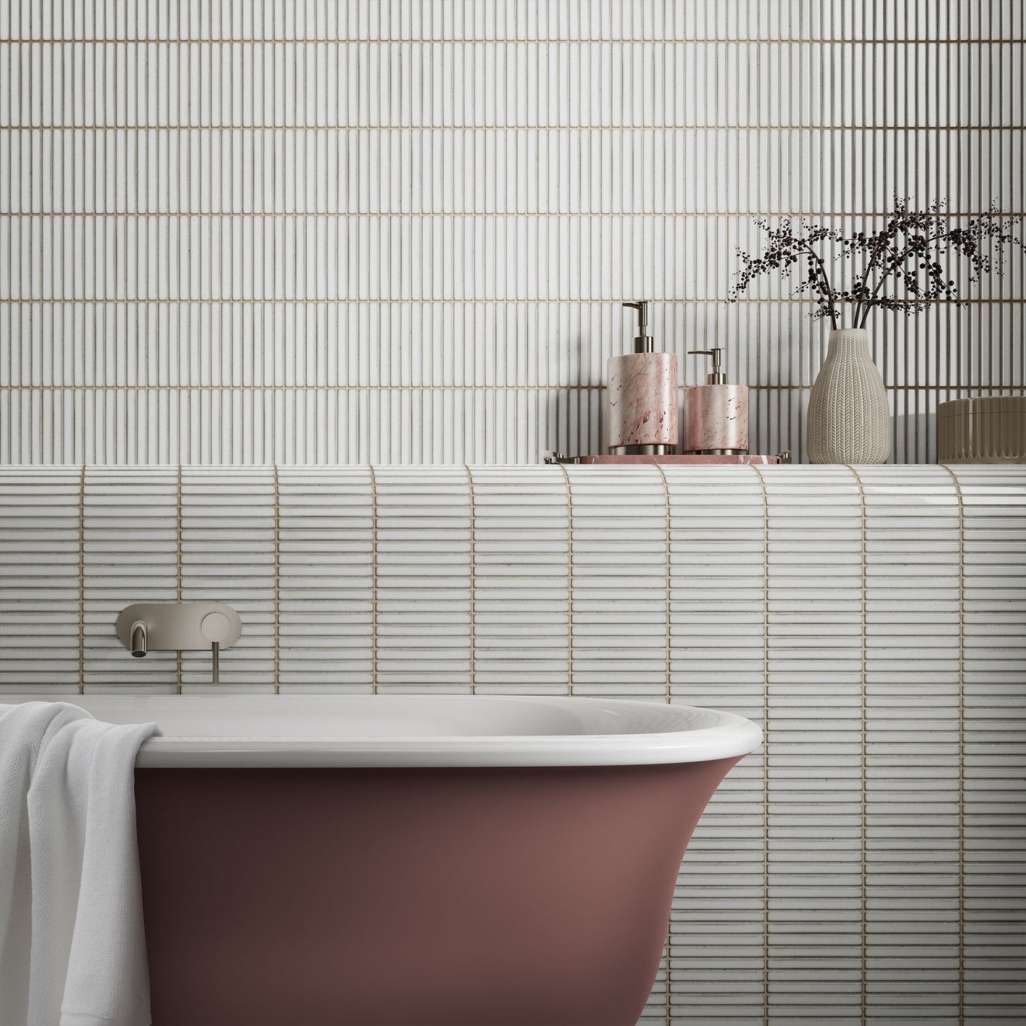 White Gloss - Linear Smooth Mosaic Porcelain Wall Tile
