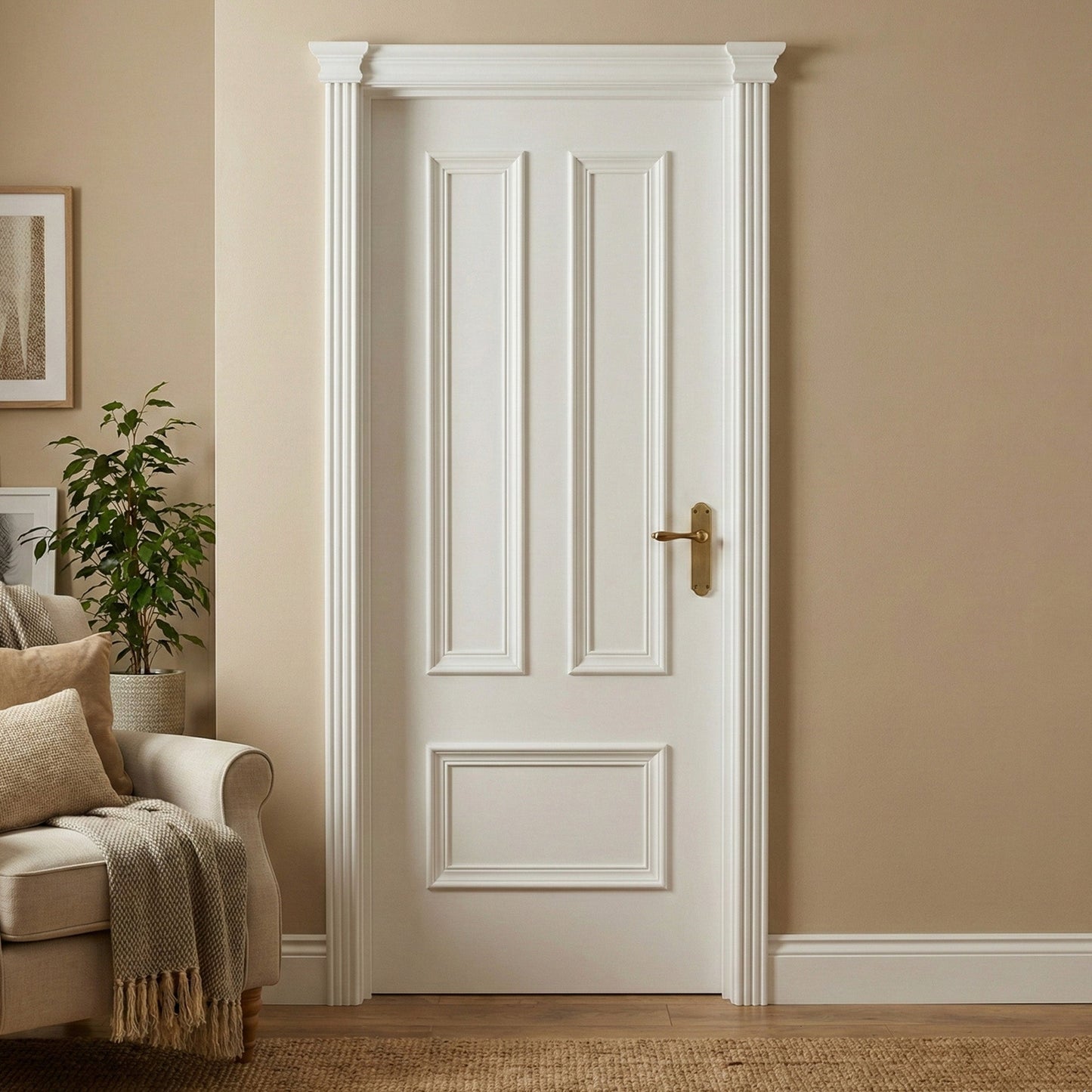 White Internal Fully Finished Belgravia 3 Panel Door